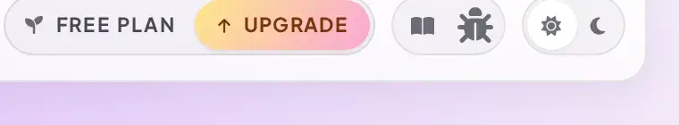 The Free Plan badge in the app bar next to an Upgrade pill button